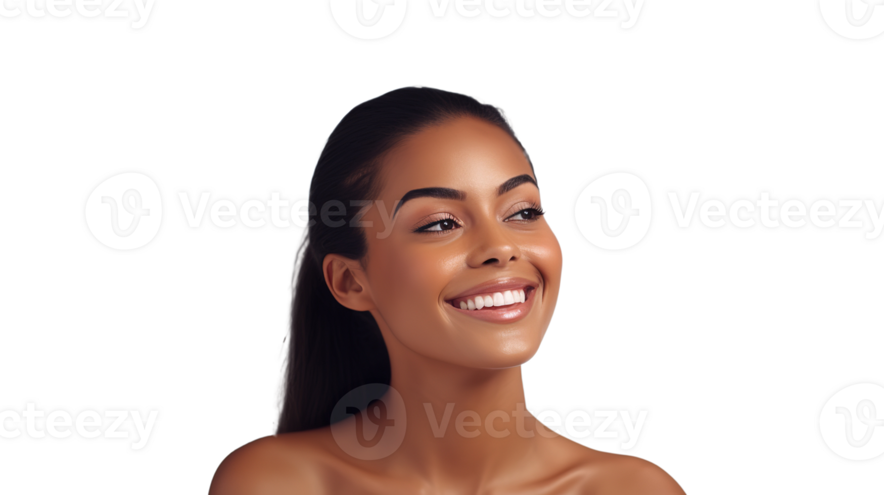 Happy Woman with Flawless Complexion Isolated at Transparent png