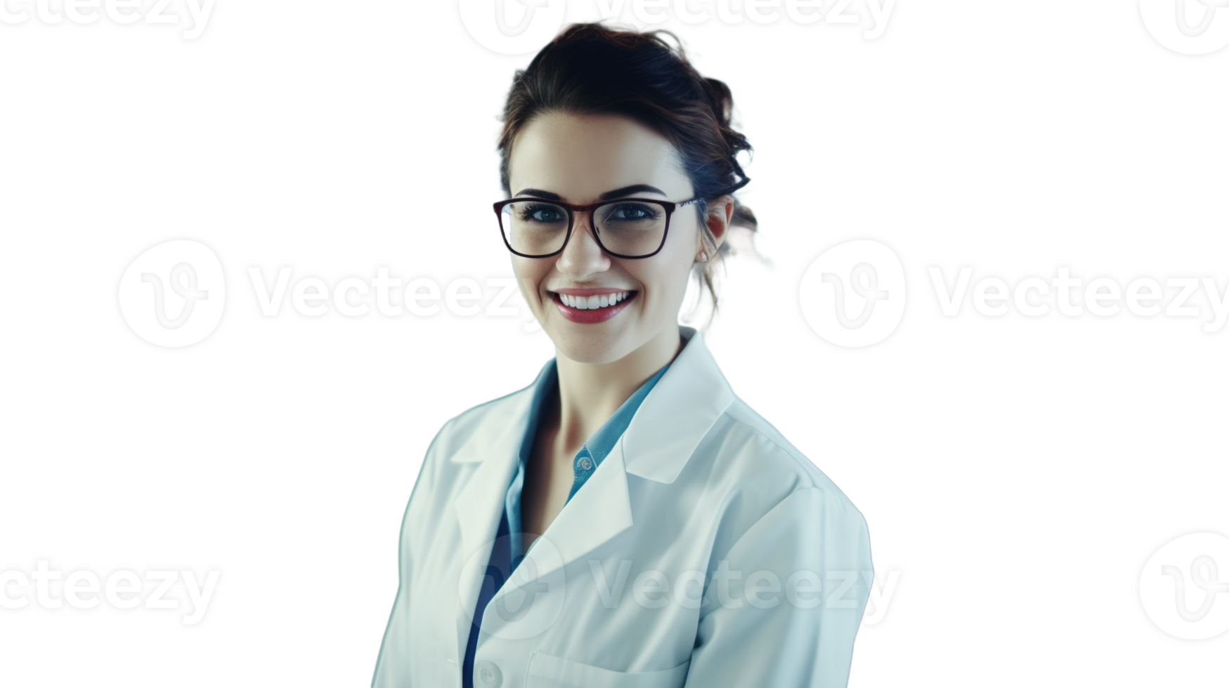 Female Scientist Working in a Modern Laboratory on Transparent png