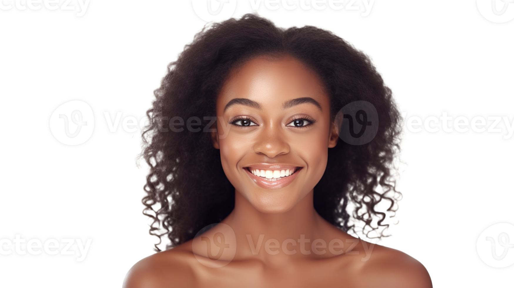 Radiant Woman Smiling with Glowing Skin on Transparent png