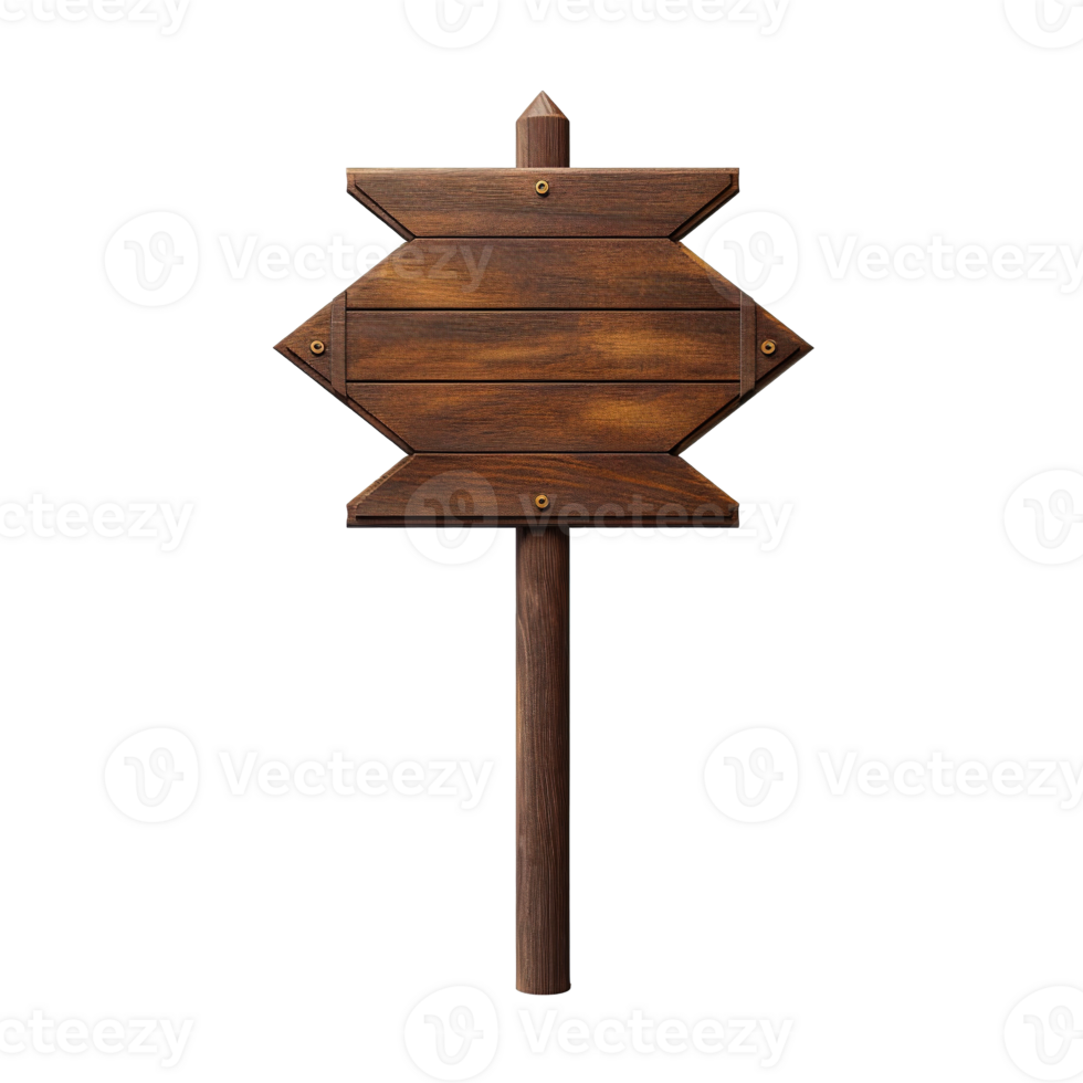 Blank Wooden Arrow Sign or Road Signpost on Transparent png