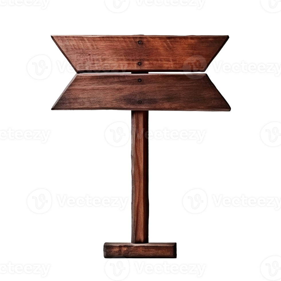 Rustic Wooden Directional Arrow Sign on Transparent Background png