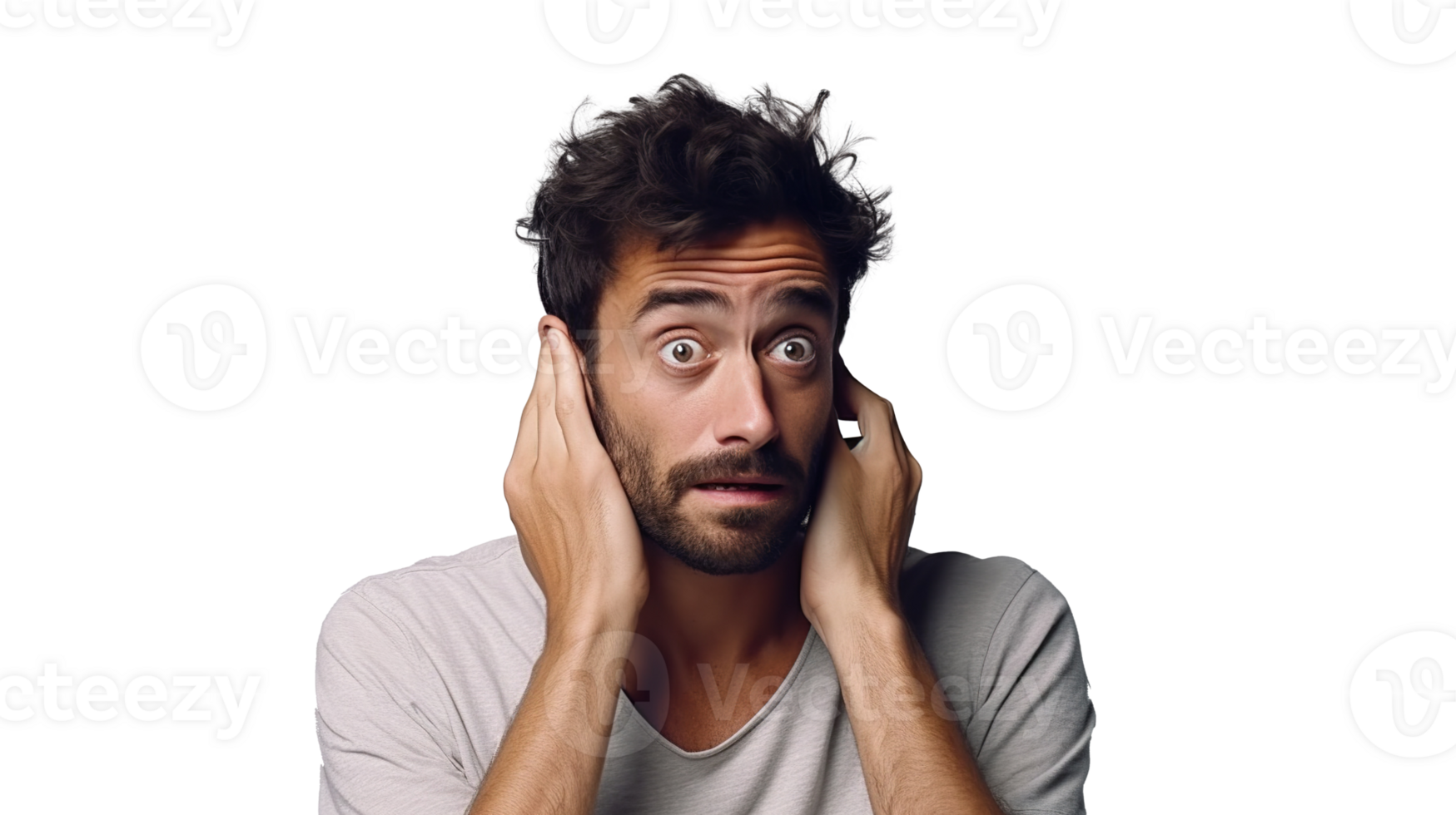 Confused Man on Transparent Background. Uncertain, Pressure png