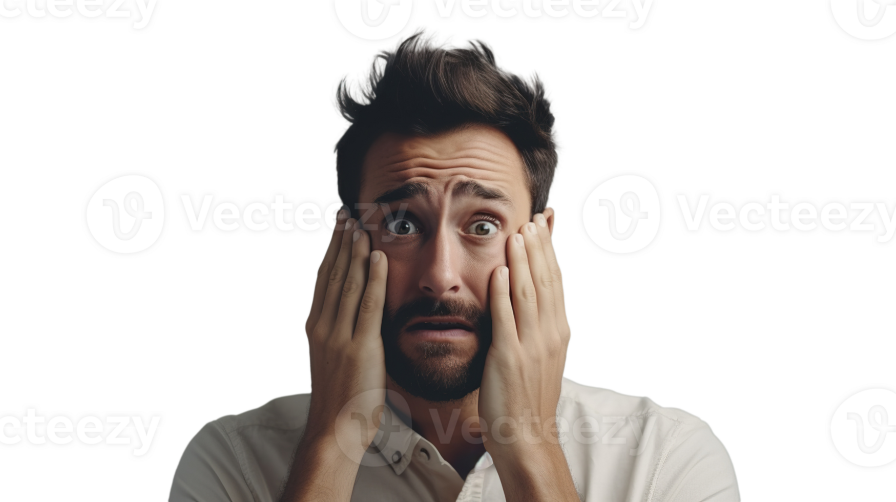 Confused Man on Transparent Background. Uncertain, Thinking, Pressure png