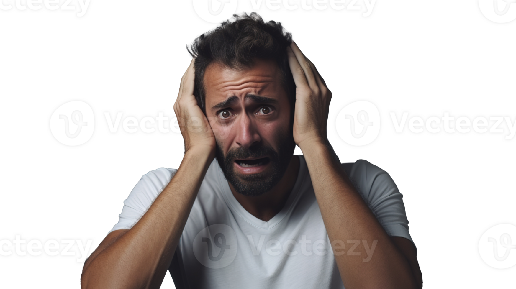 Stressed Man on Transparent Background. Confused, Worried png