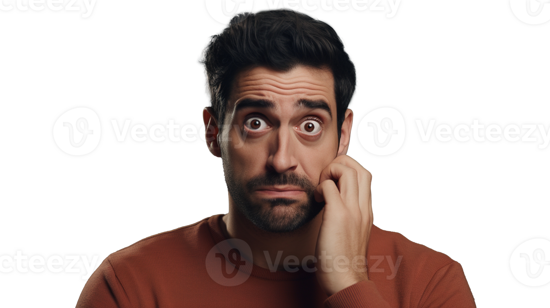Anxious Man on Transparent Background. Concerned, Nervous, Troubled png