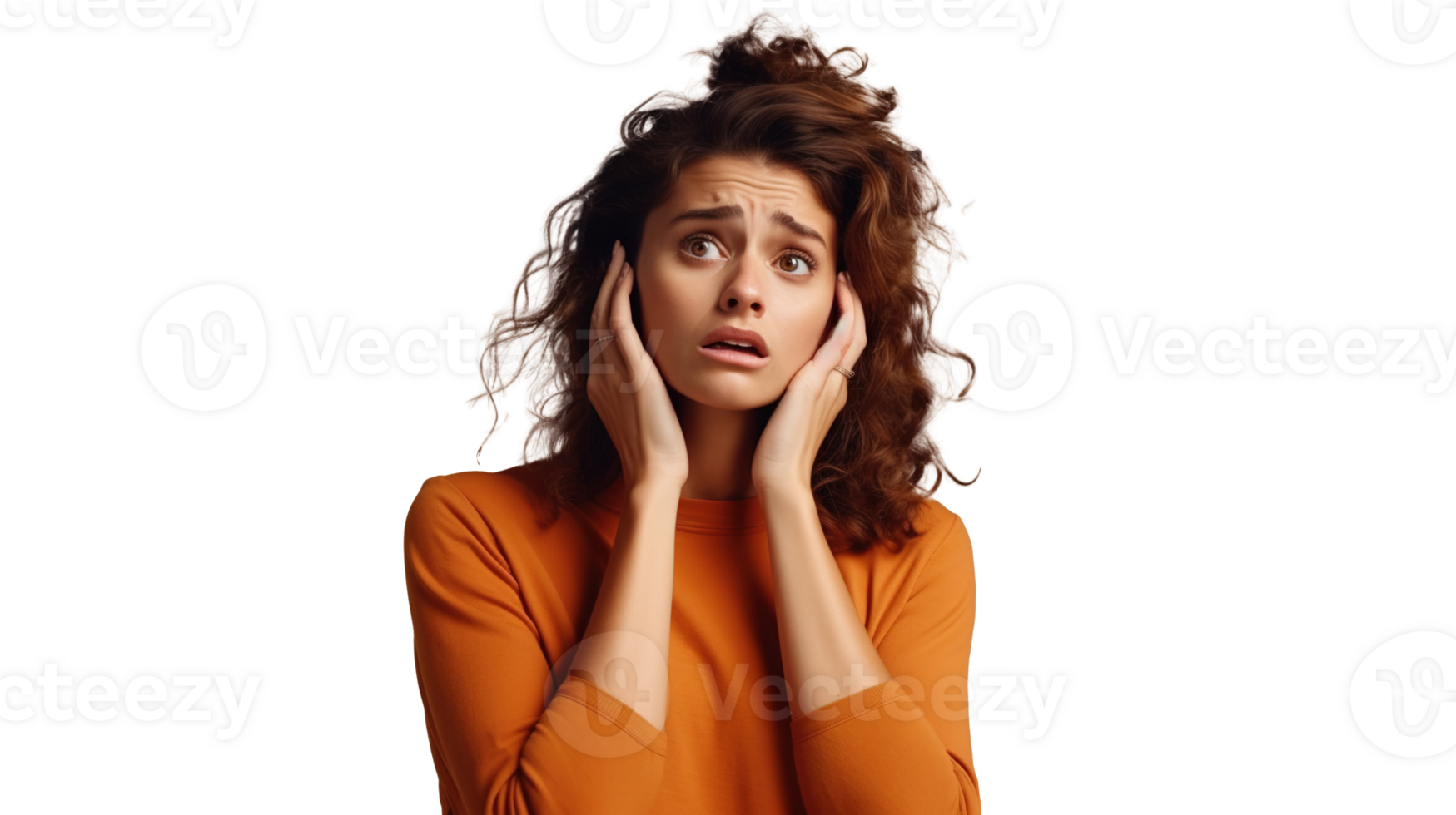 Worried Woman on Transparent Background. Worry, Confused, Stressed png