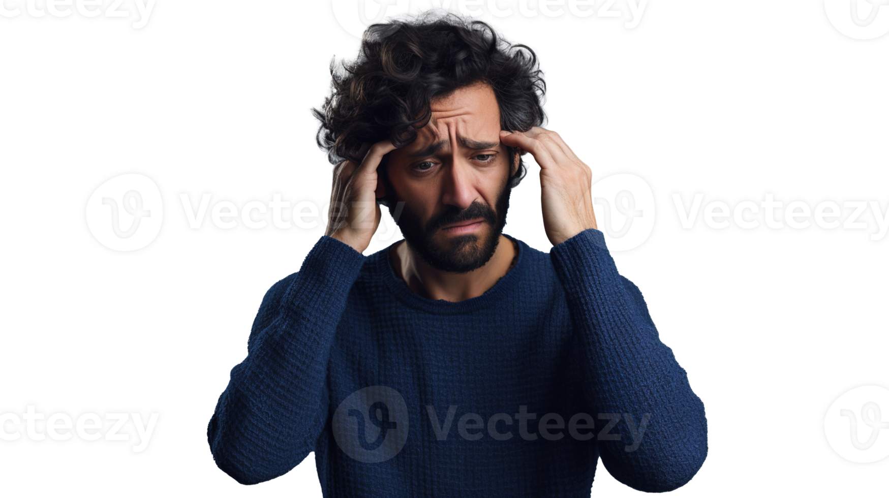 Anxious Man on Transparent Background. Concerned, Troubled png