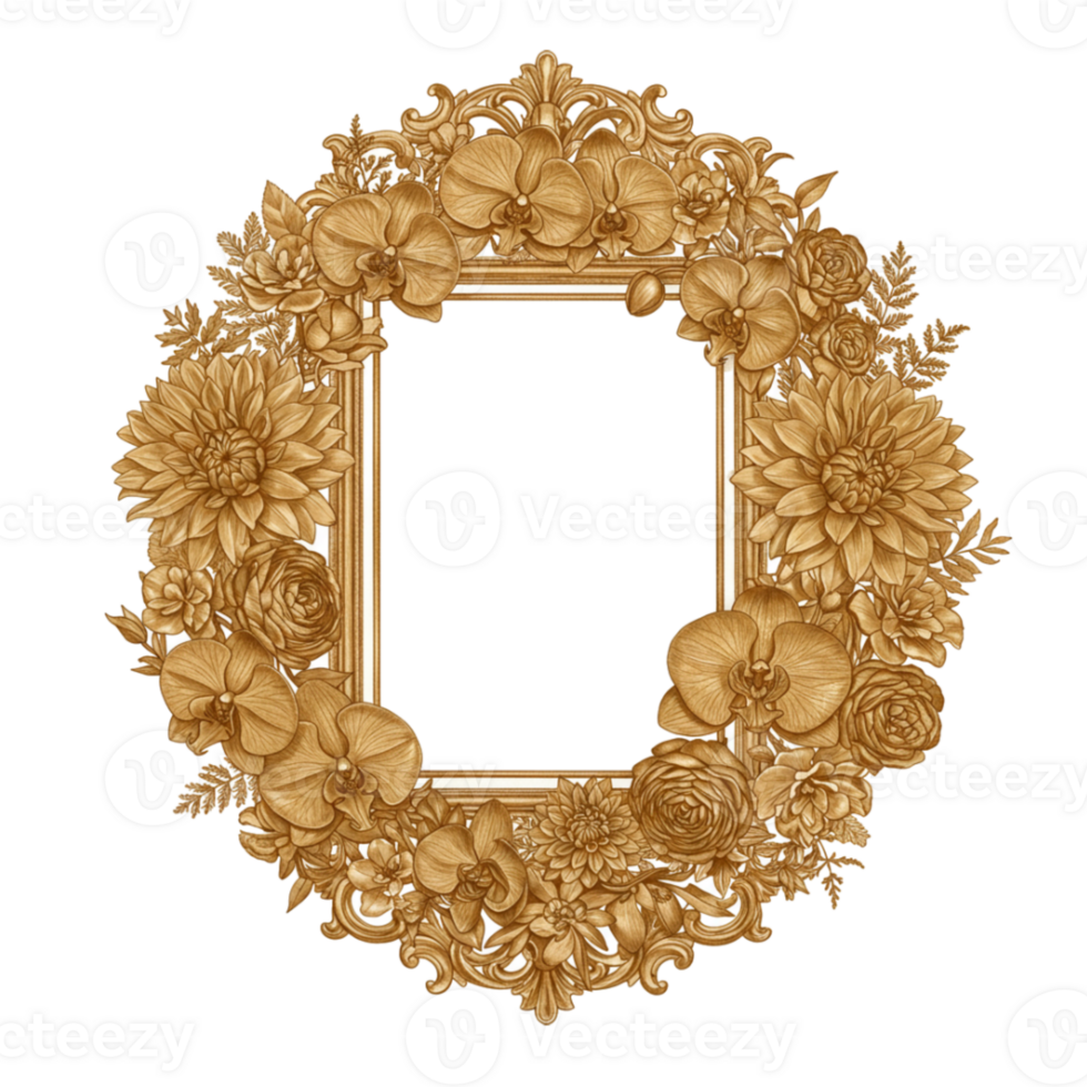 Golden Decorative Photo Frame with Regal Styling for Sophisticated Artwork png