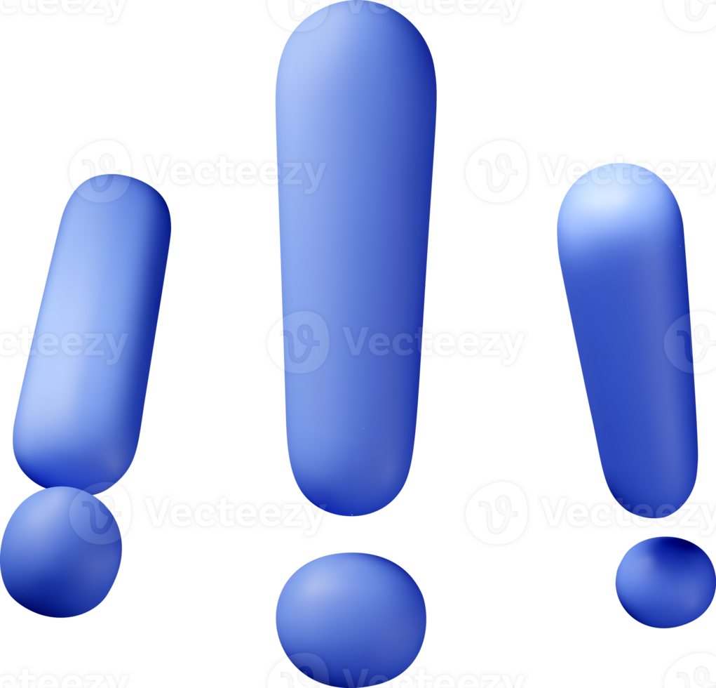 3D blue exclamation mark symbols png