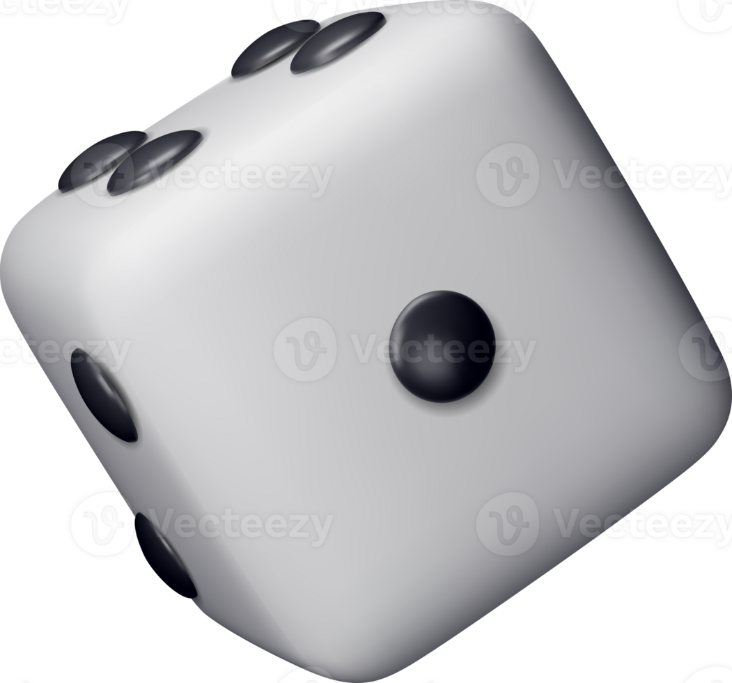3D dice white playing cube one dot png