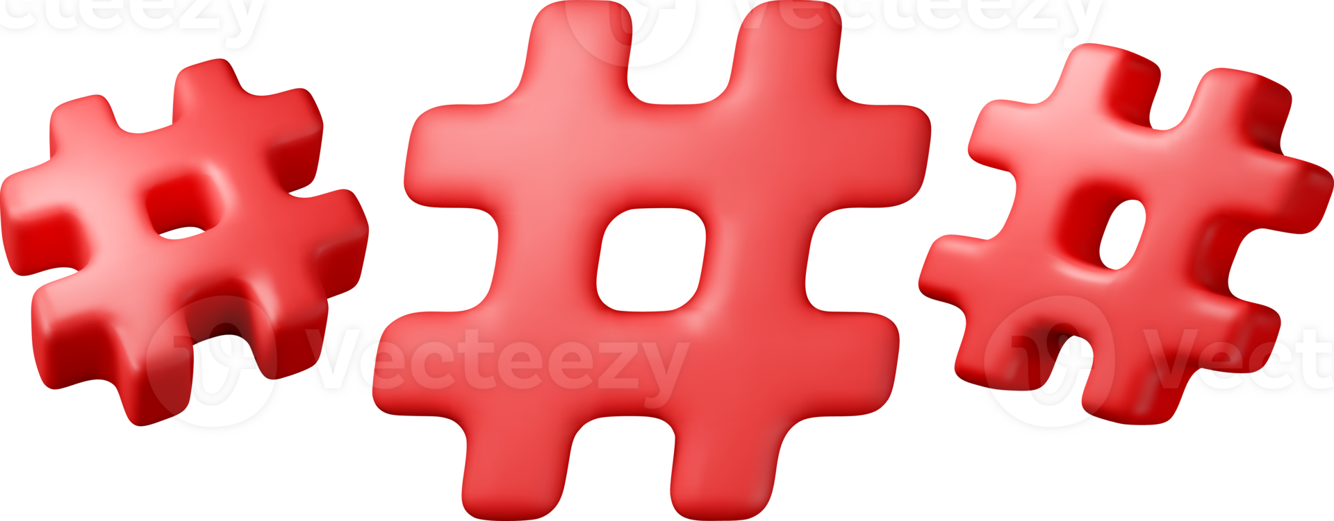 3d red realistic hashtag symbol pile png