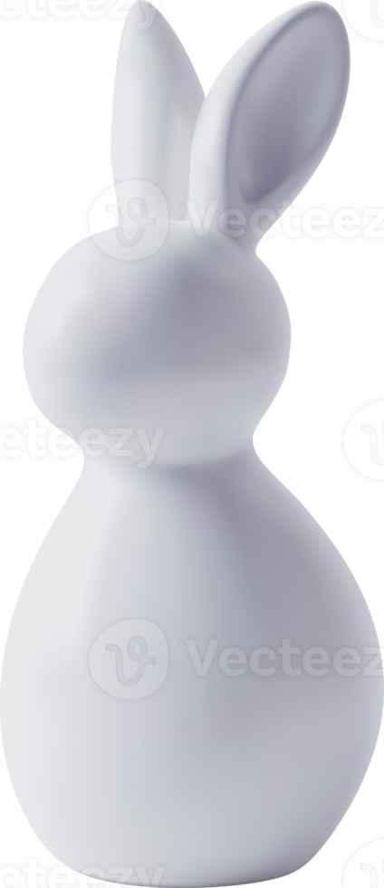 3D white ceramic easter bunny png