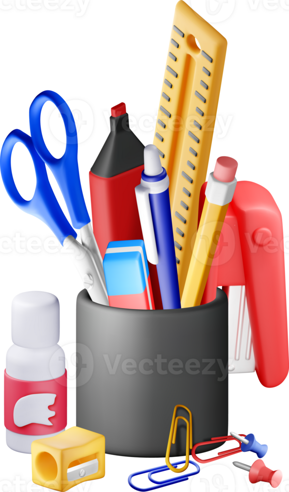 3D pen holder office equipment set png