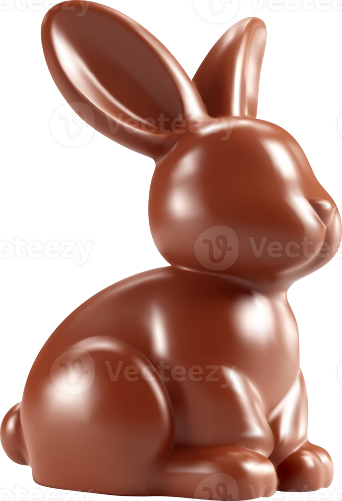 3D brown chocolate easter bunny png