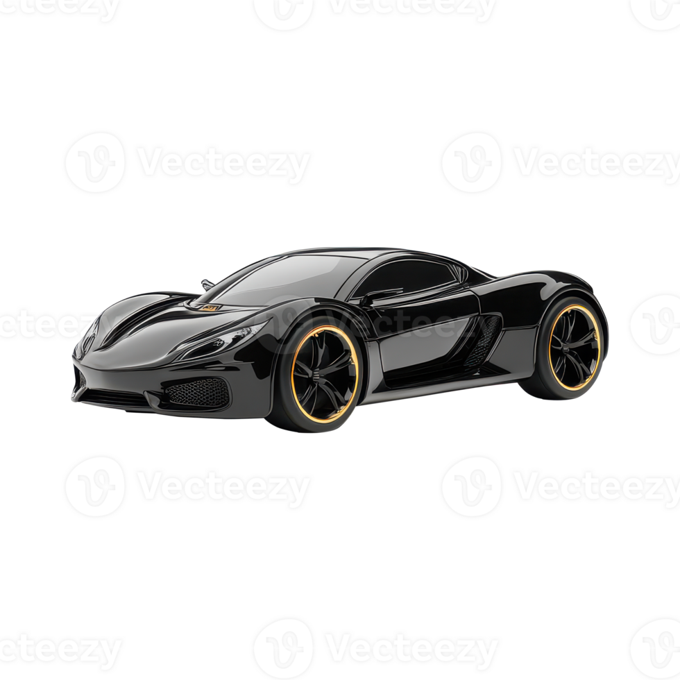 Glossy Black Sports Car with Transparent Background png