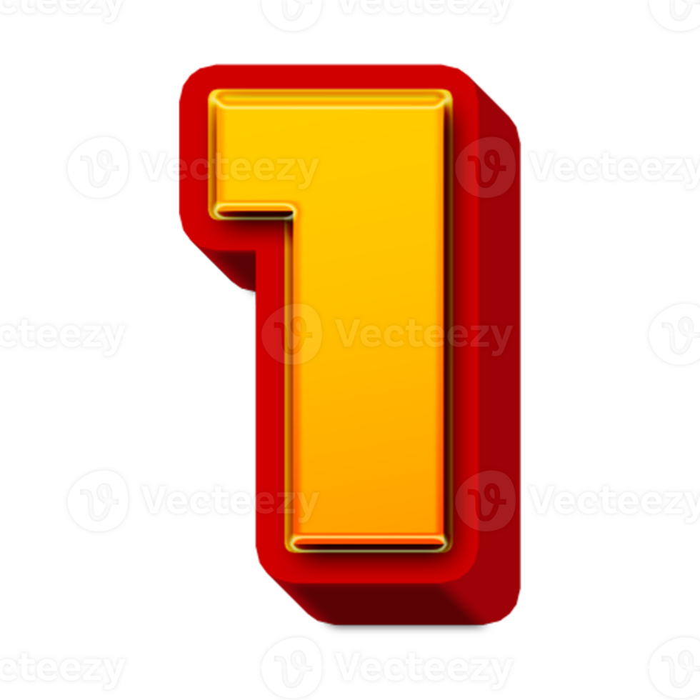 3d golden number 1 png