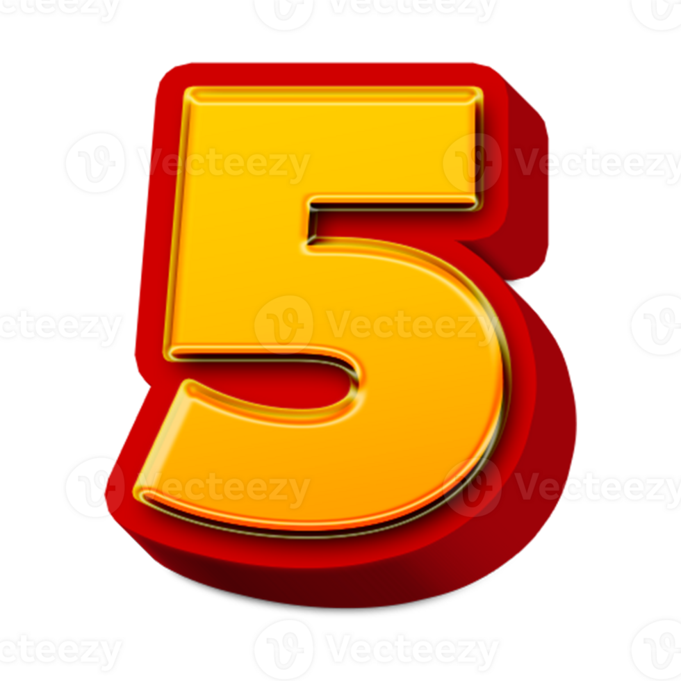 d golden number 5 png