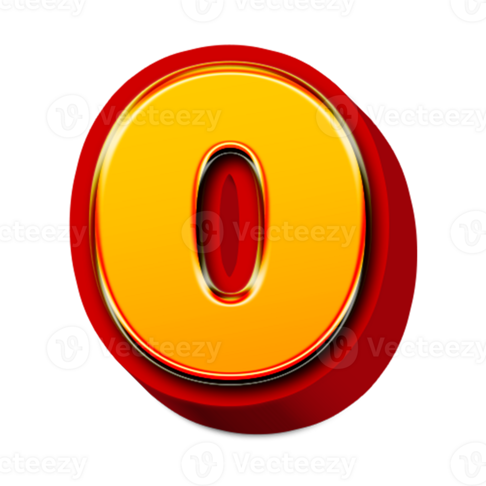 3d golden number 0 png