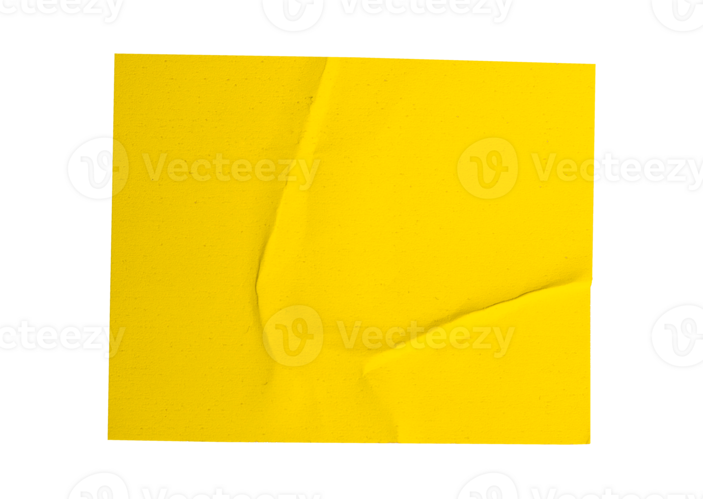 Blank crumpled yellow sticker dented paper cutout with transparent background, providing copy space for text or design office elements png