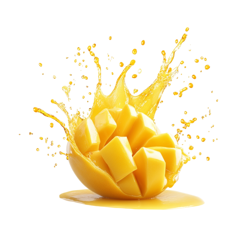 mango fruit with splash on transparent background png