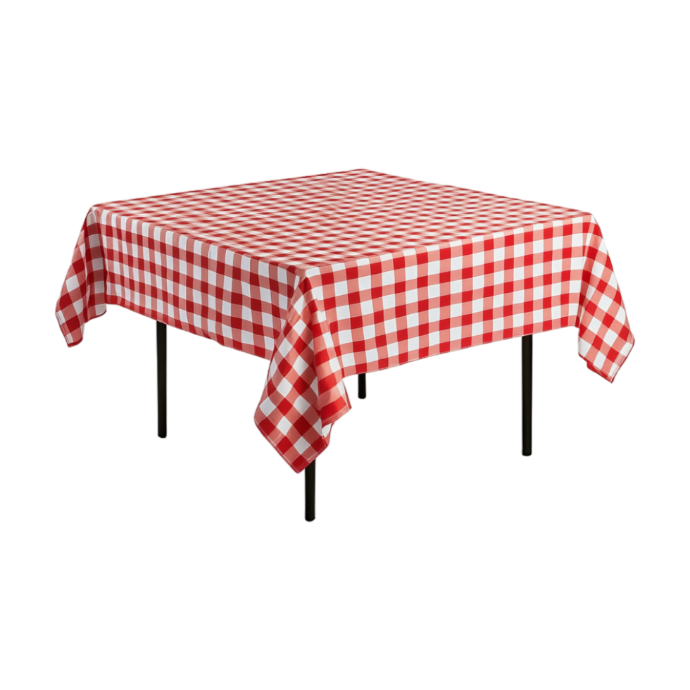 red and white checkered tablecloth on a table png