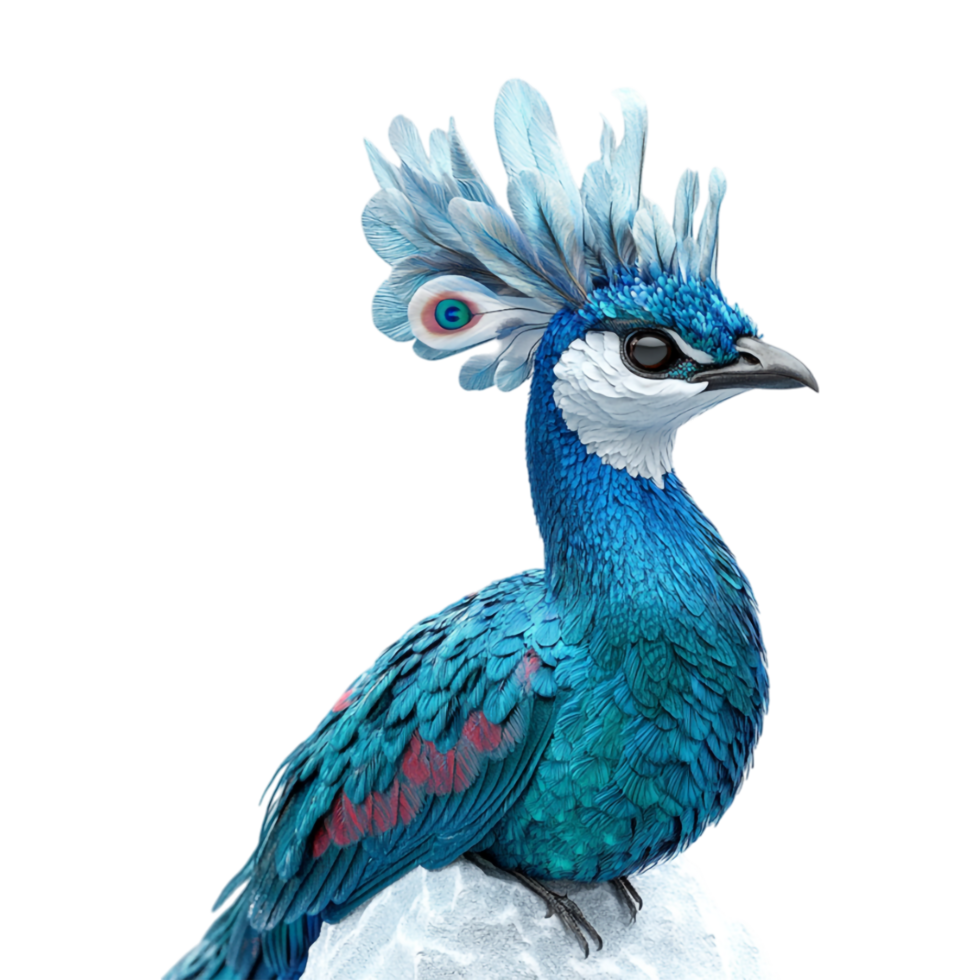 a blue bird with a large head and feathers png