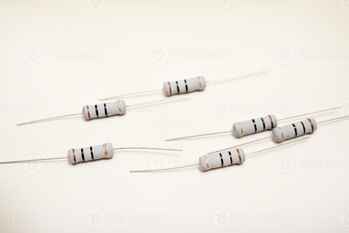 Ceramic resistors on a white background.Electronic components for electronic devices. photo