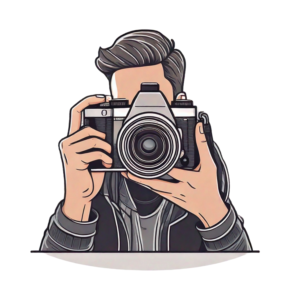 Man taking photo with camera png