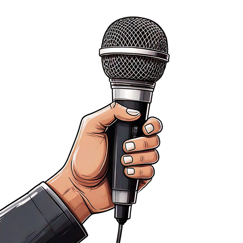 Hand holding microphone png