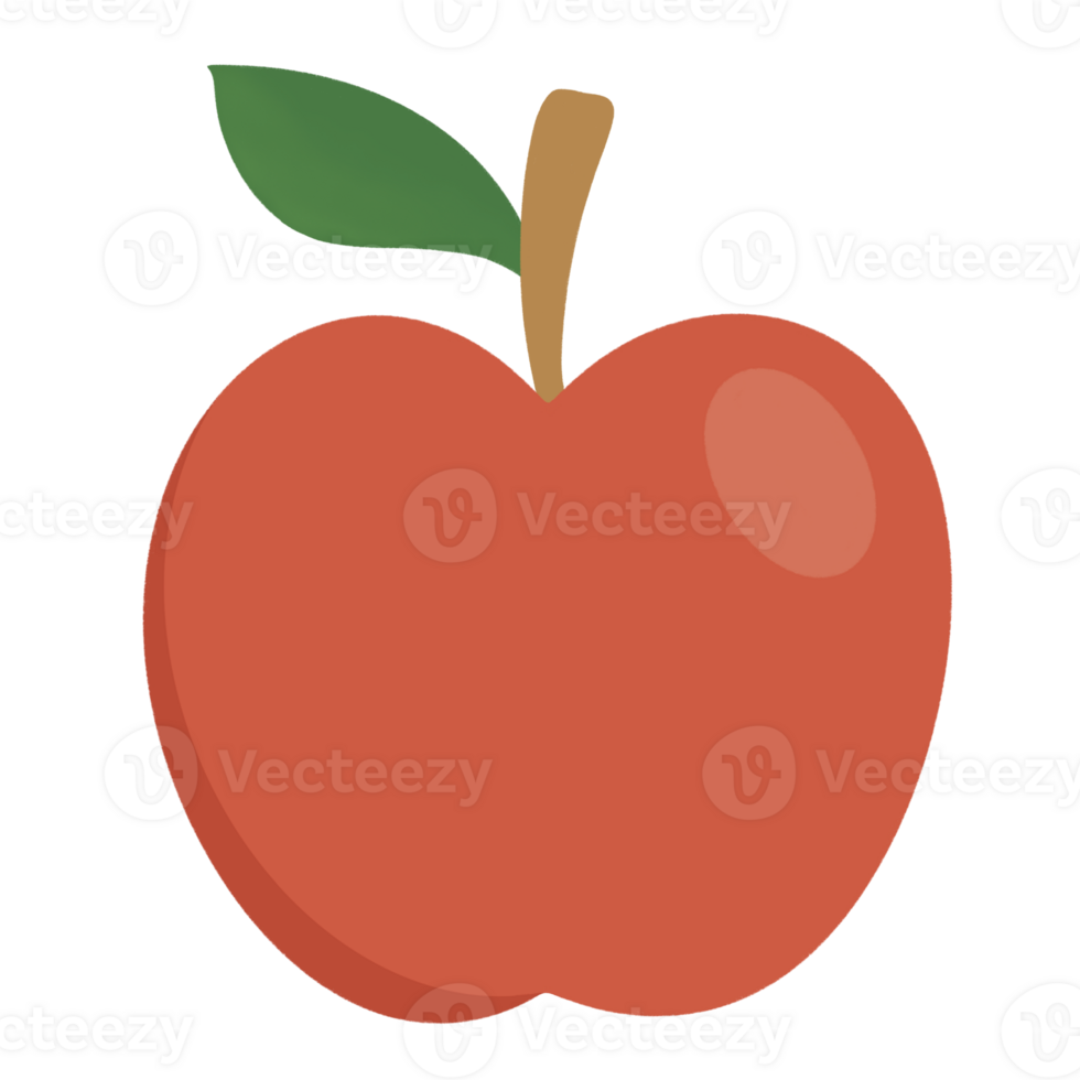 Red apple green leaf png