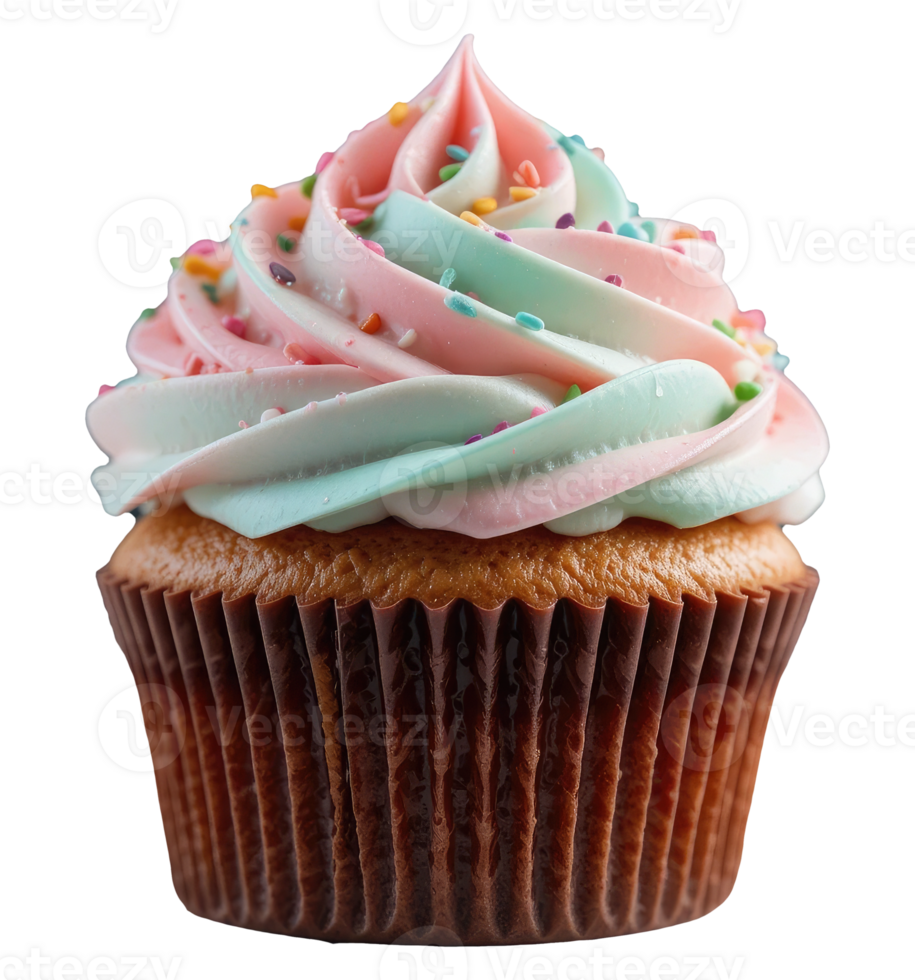 Cupcake with Multicolored Frosting, Perfect Party Treat. png
