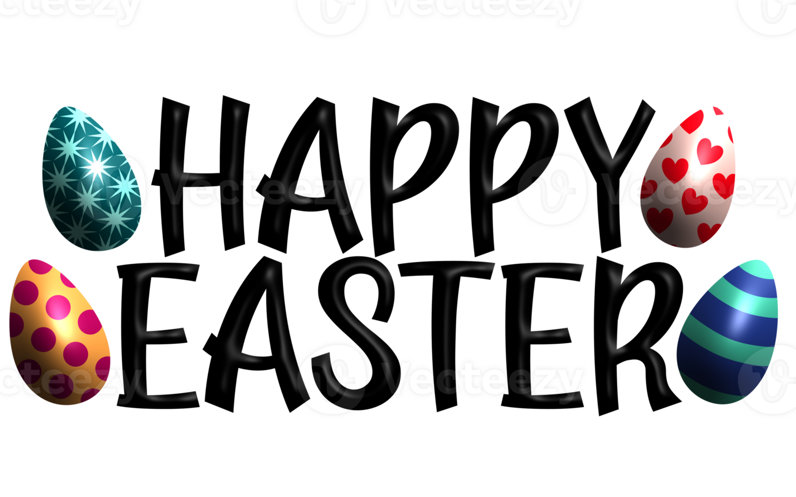 happy easter text with eggs png