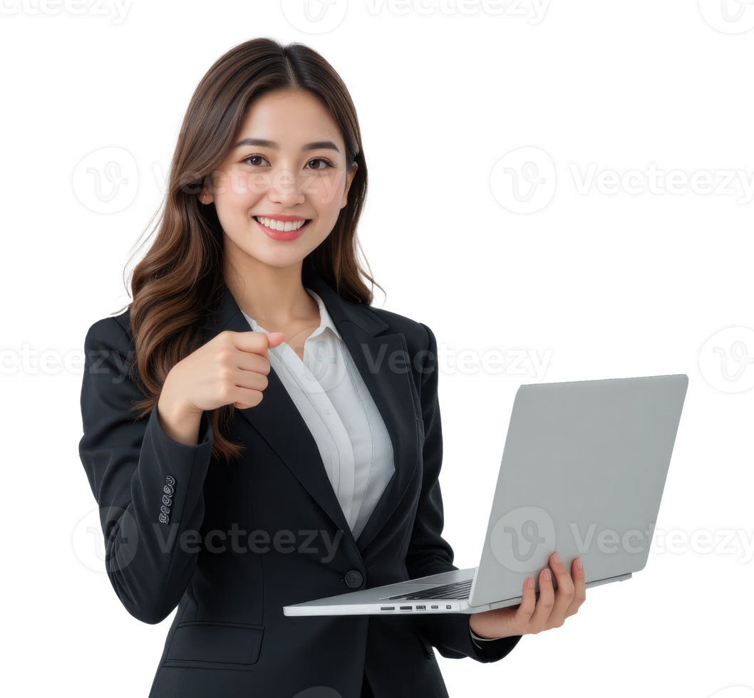 Professional Female Entrepreneur Indicating Copy Space, Transparent Image. png