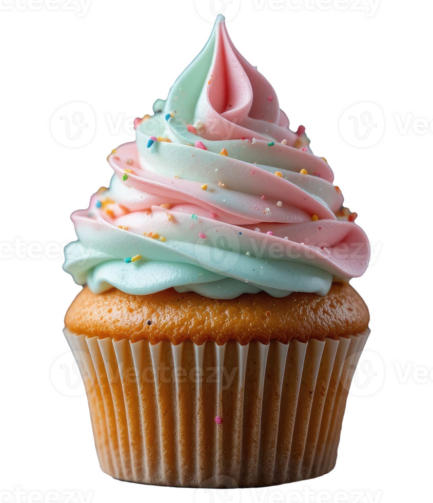 Swirled Frosting Cupcake, Sweet Dessert . png