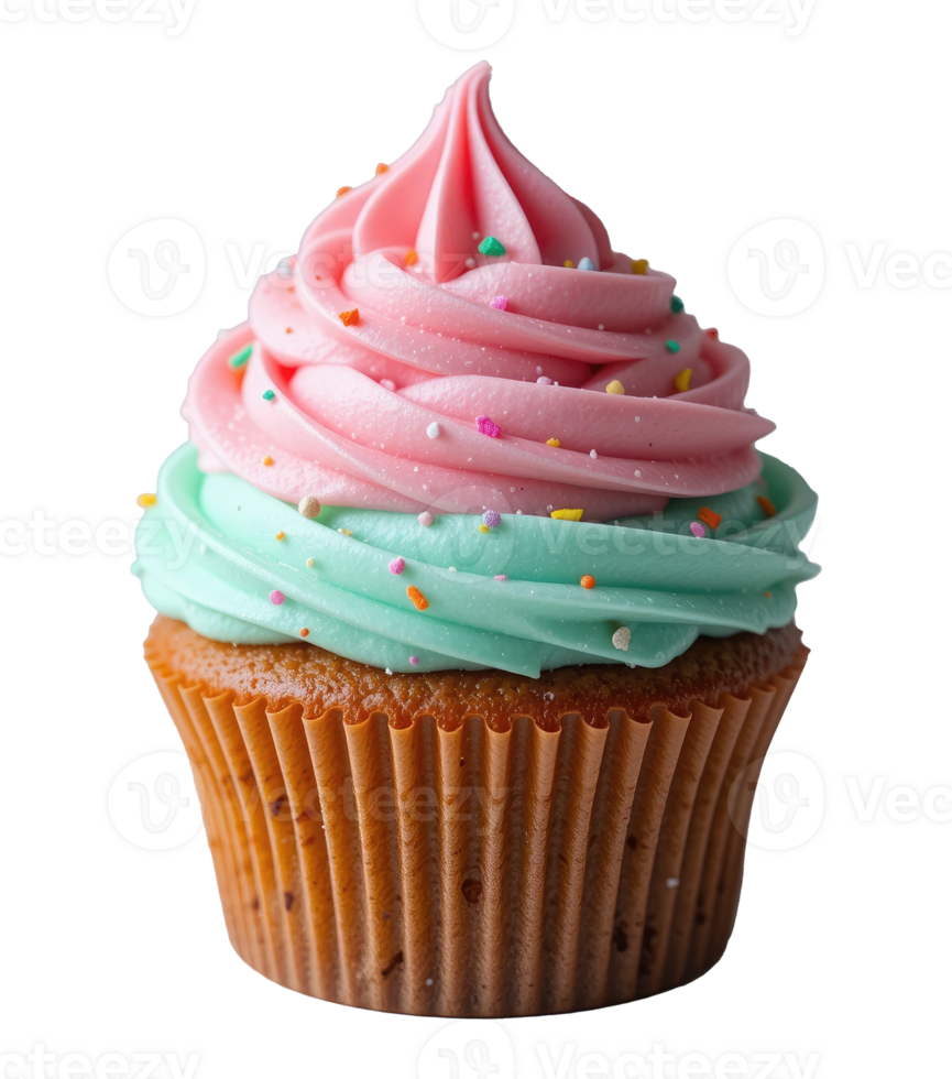 Perfect Dessert Cupcake, Pink and Blue Frosting . png
