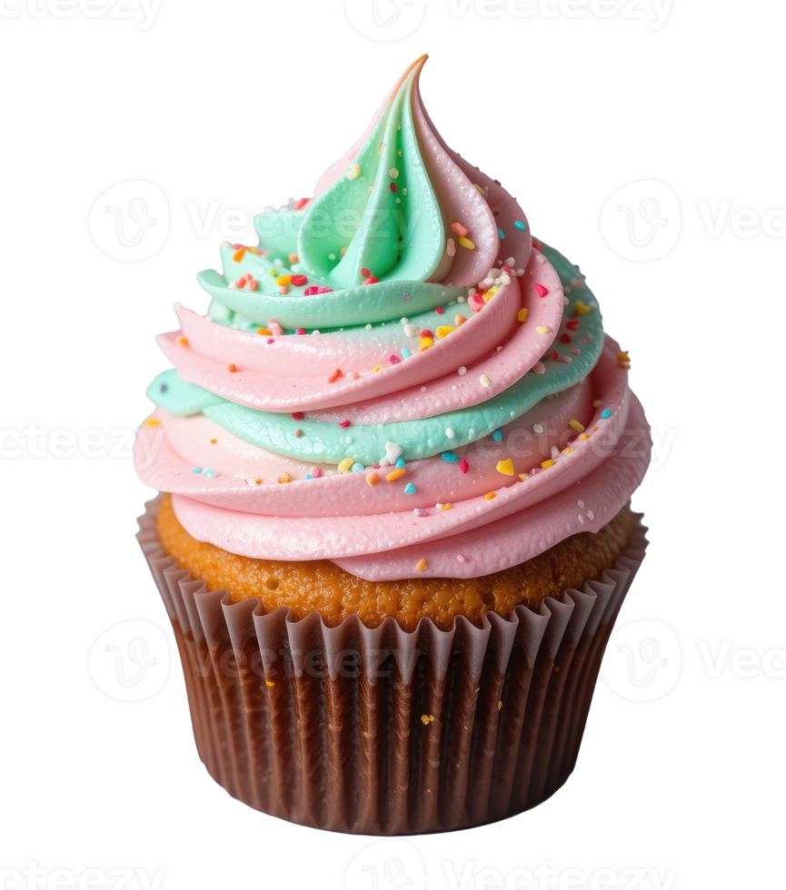 Tasty Cupcake with Pastel Swirl Icing, High-Quality , png
