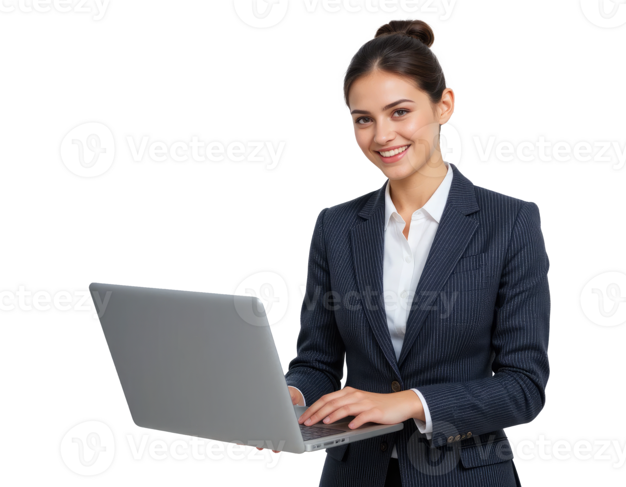 Confident Business Professional with Laptop, Isolated Image. png