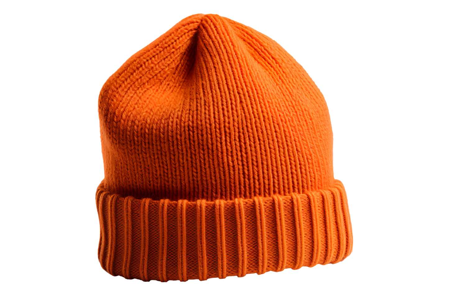 A orange beanie isolated on clear white and transparent background png
