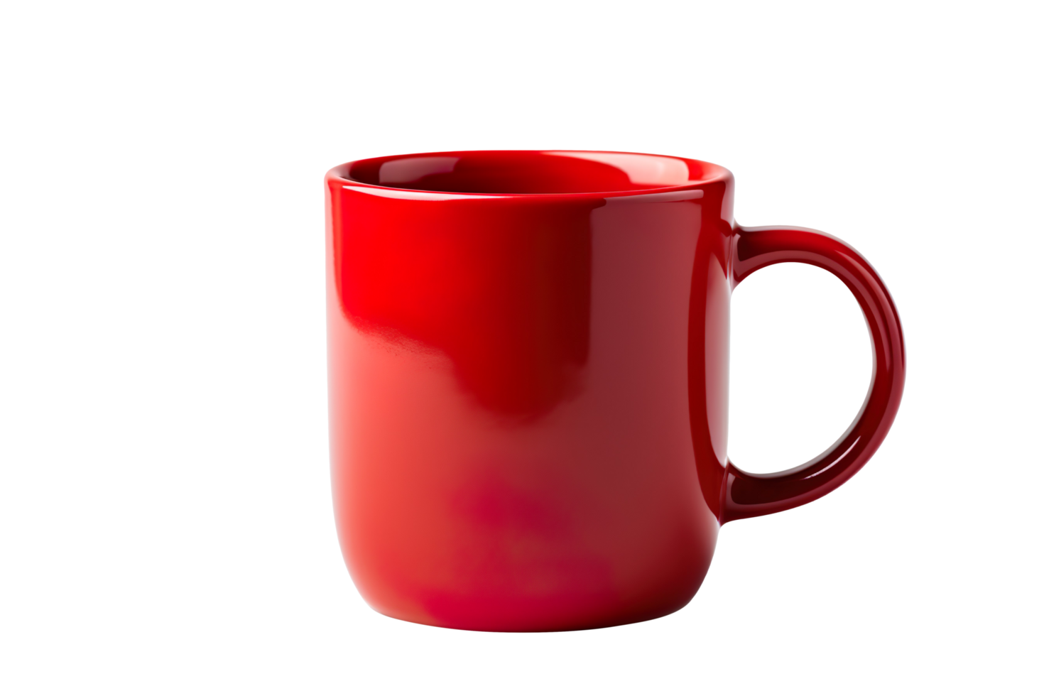 A red coffee mug with handle isolated on transparent background png