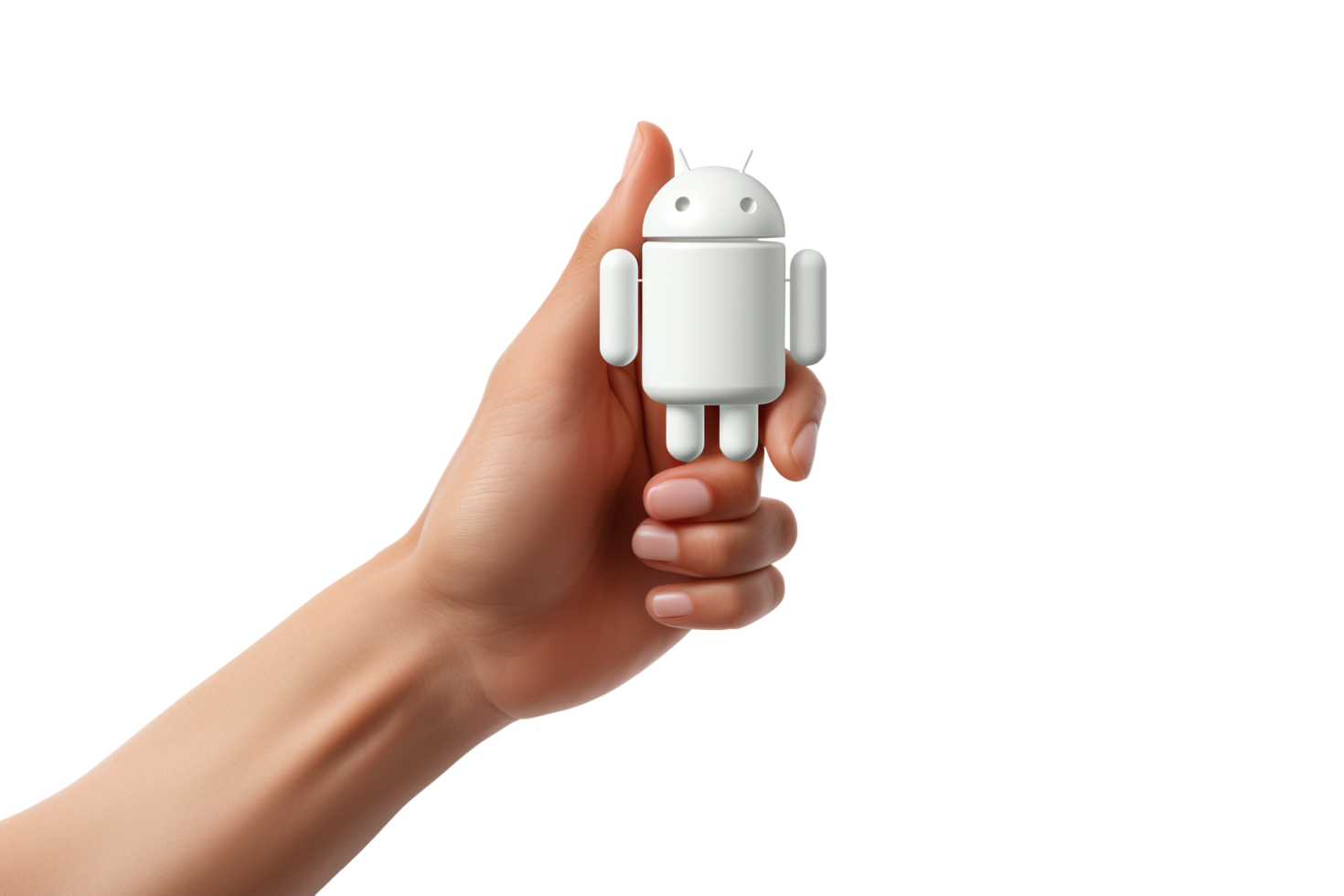 Android Hand Pointing isolated on transparent background png