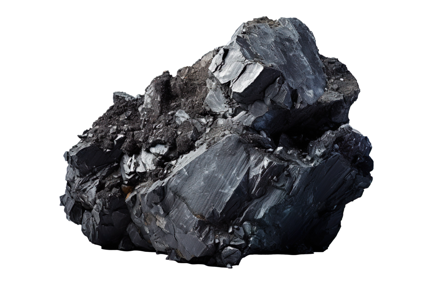 A solid piece of coal isolated on transparent background png