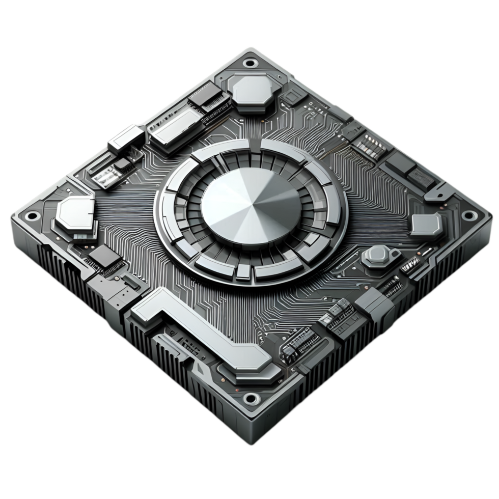 High Tech Circuit Board with Futuristic Microchip png