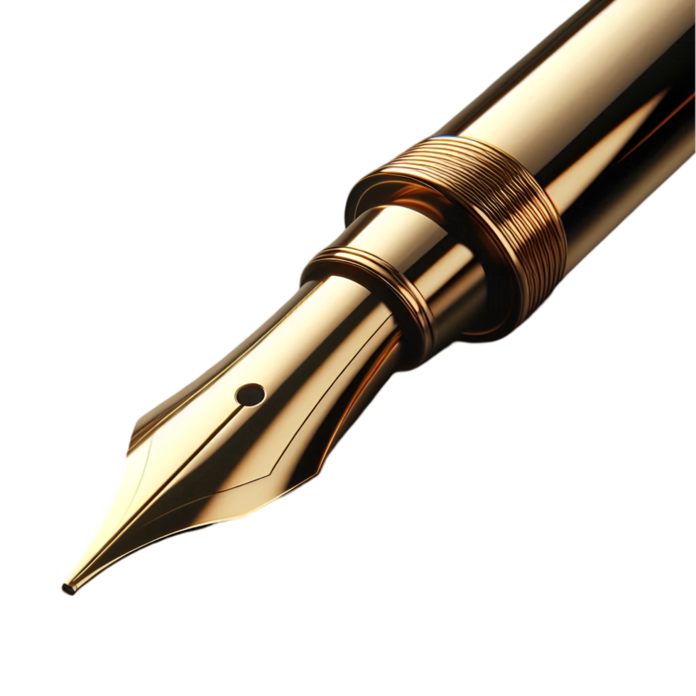 Luxury Golden Fountain Pen with Elegant Nib png
