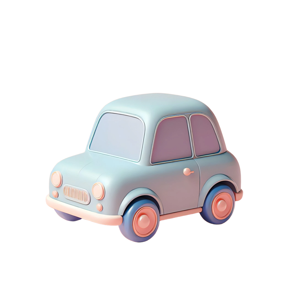 3D RENDER TOY BLUE CAR WITH SOFT PASTEL png