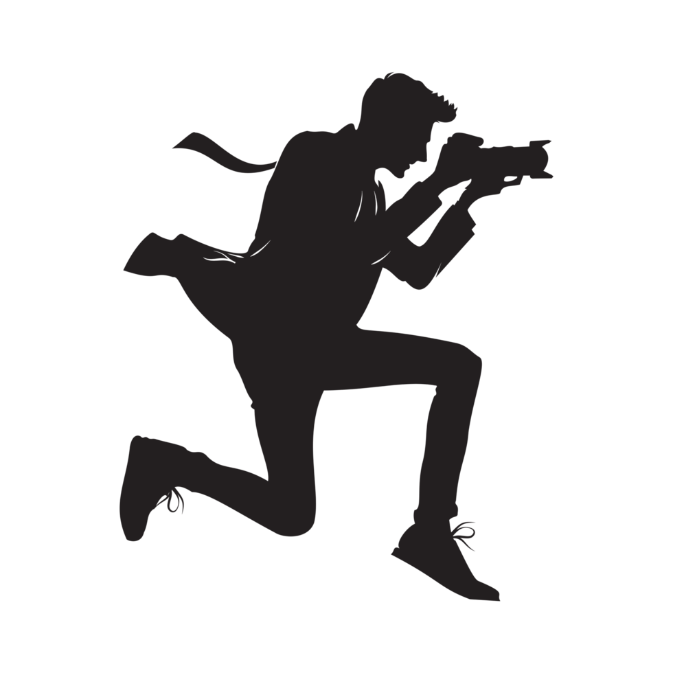Dynamic Photographer Running to Capture the Moment png
