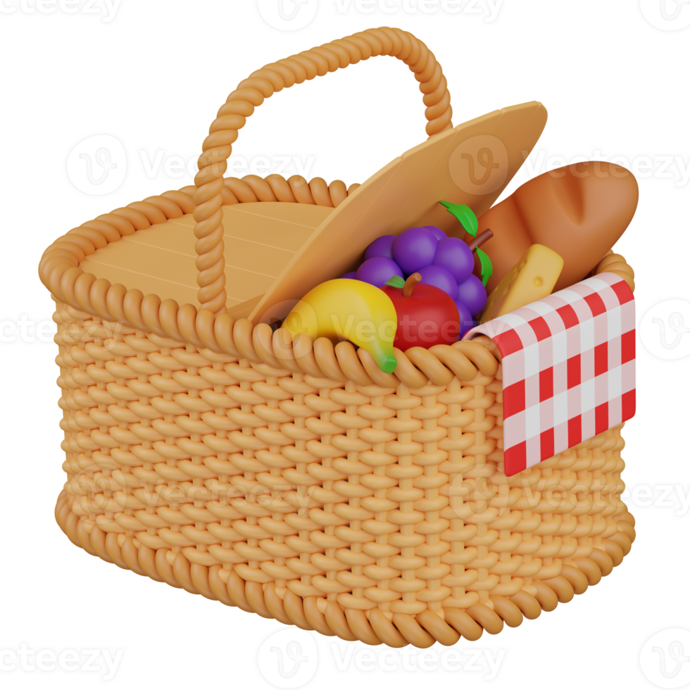 3d render Picnic Basket illustration png