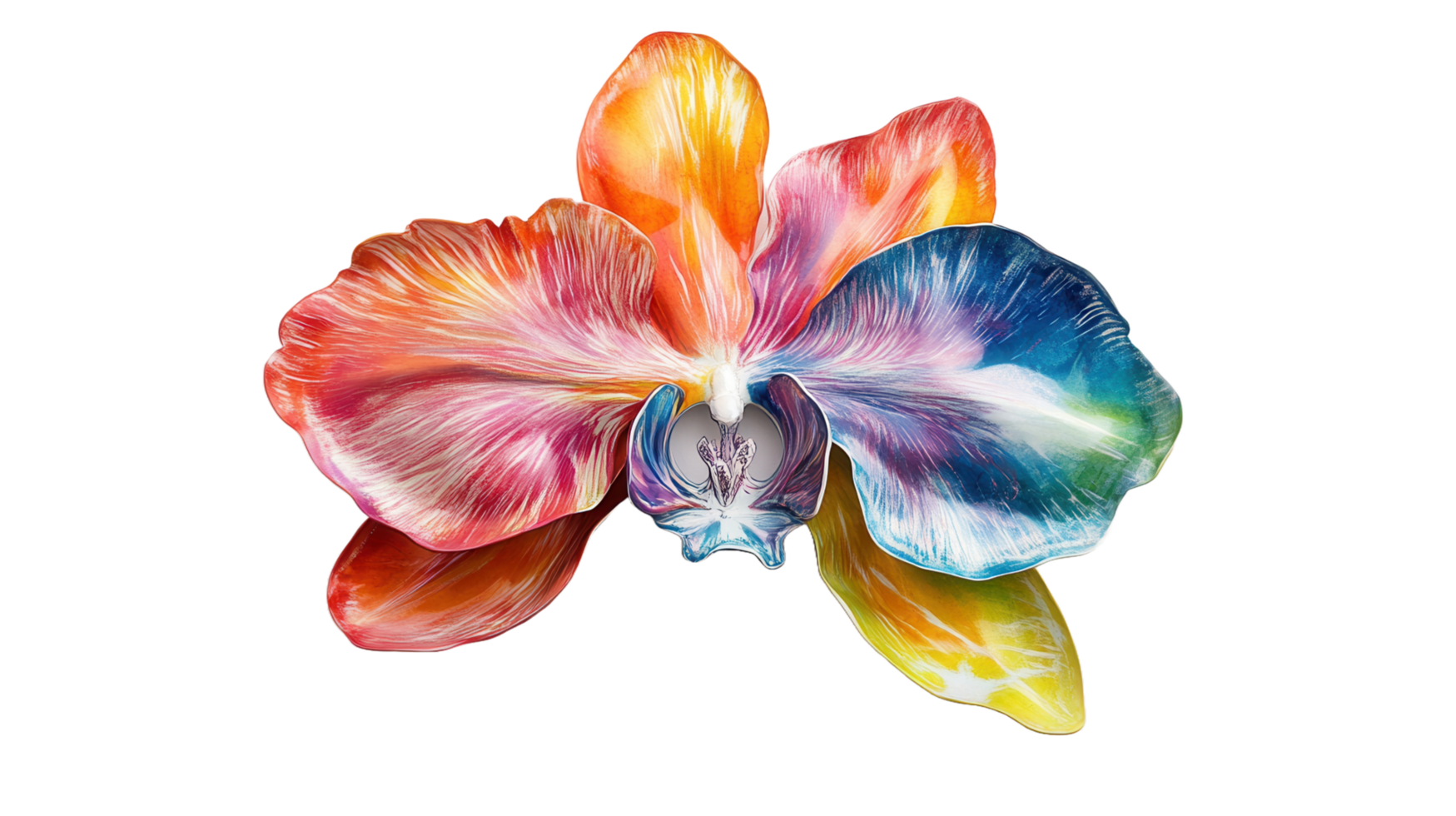 A vibrantly colored and artistic depiction of a beautiful orchid flower png