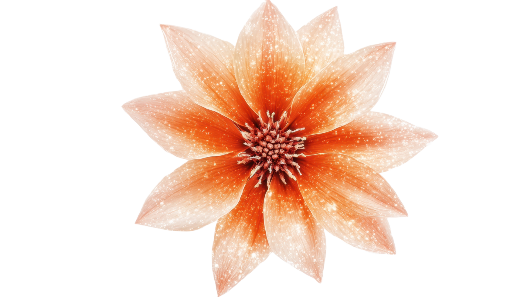 A Beautiful Orange and Peach Colored Flower with Sparkling Details png