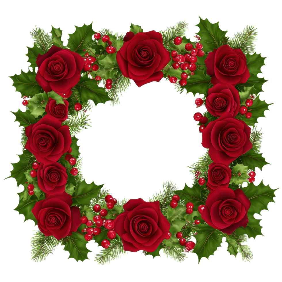 A decorative floral frame made with roses and greenery png