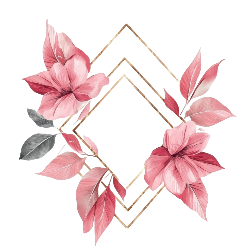 A decorative arrangement featuring floral elements and geometric shapes png